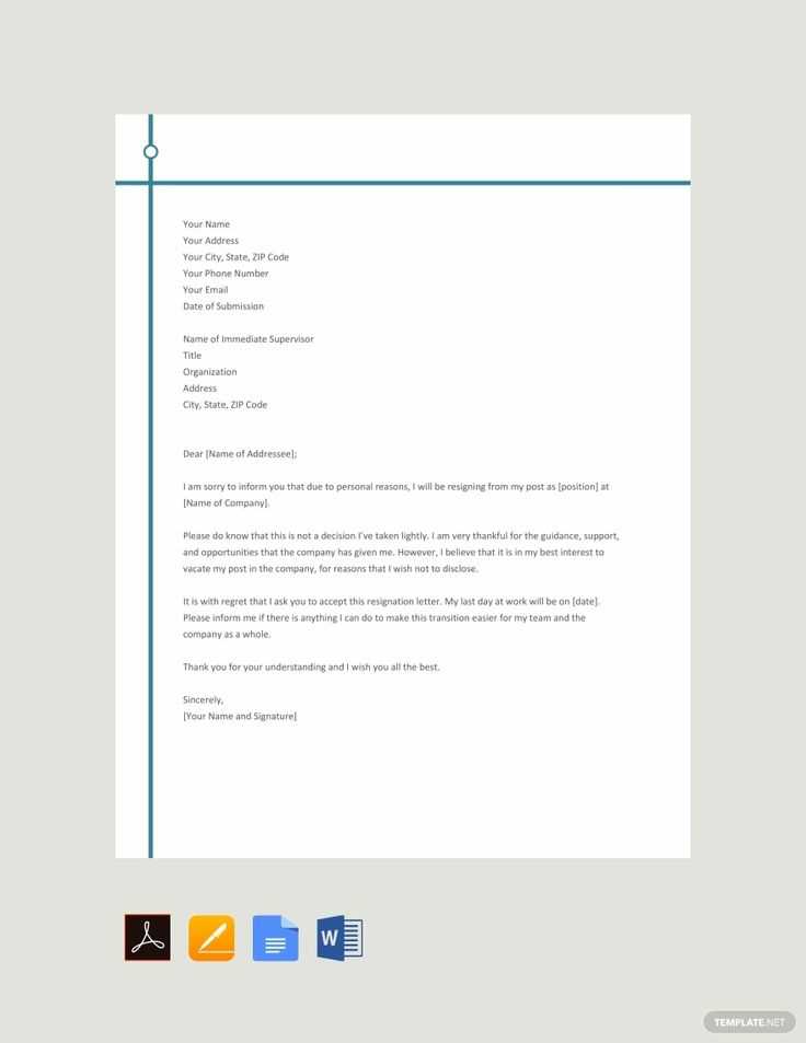 resignation letter due to personal reasons template