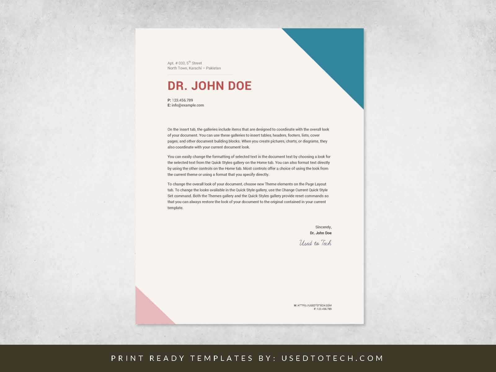 cover letter letterhead template