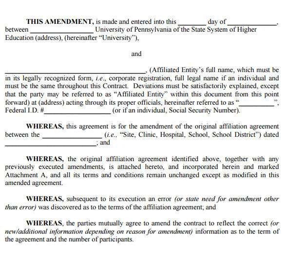 amendment change of employment contract letter template