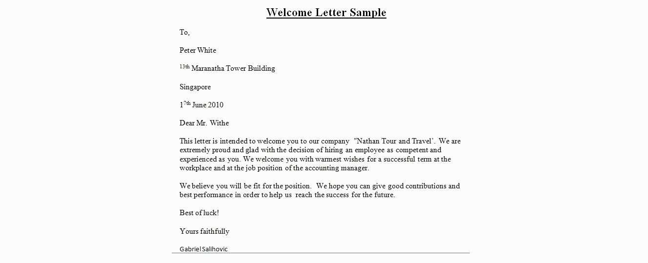 rental welcome letter template