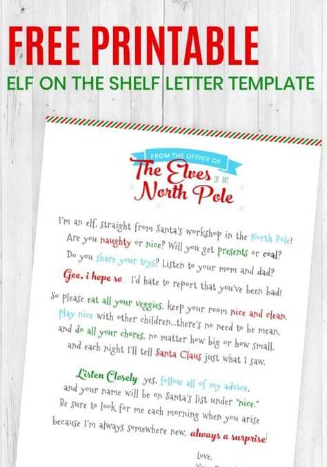 free printable elf on the shelf letter template word