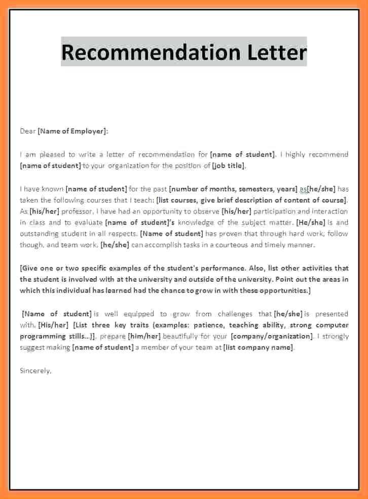 letter of recommendation scholarship template