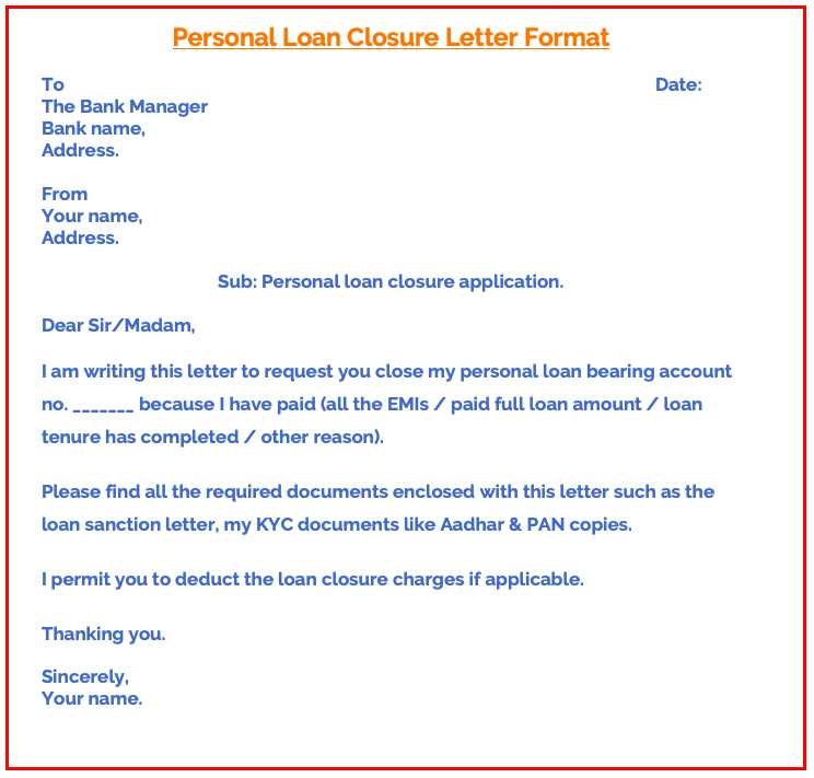 personal loan template letter