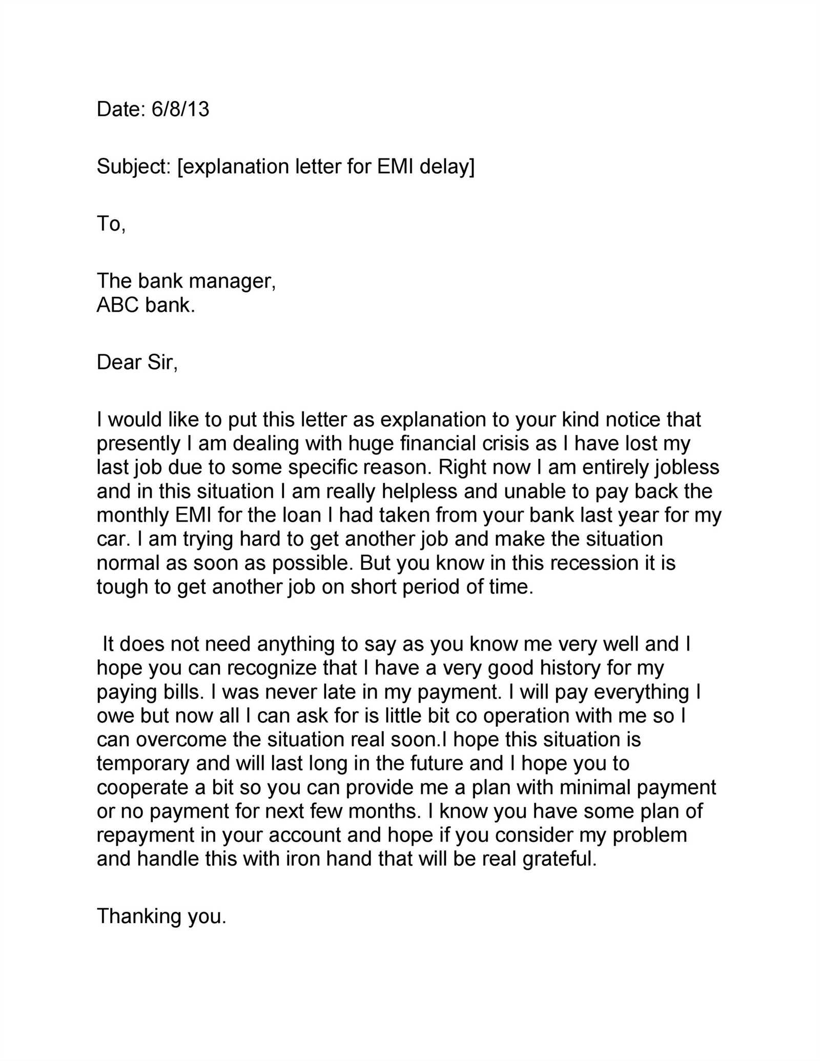 credit inquiry letter of explanation template