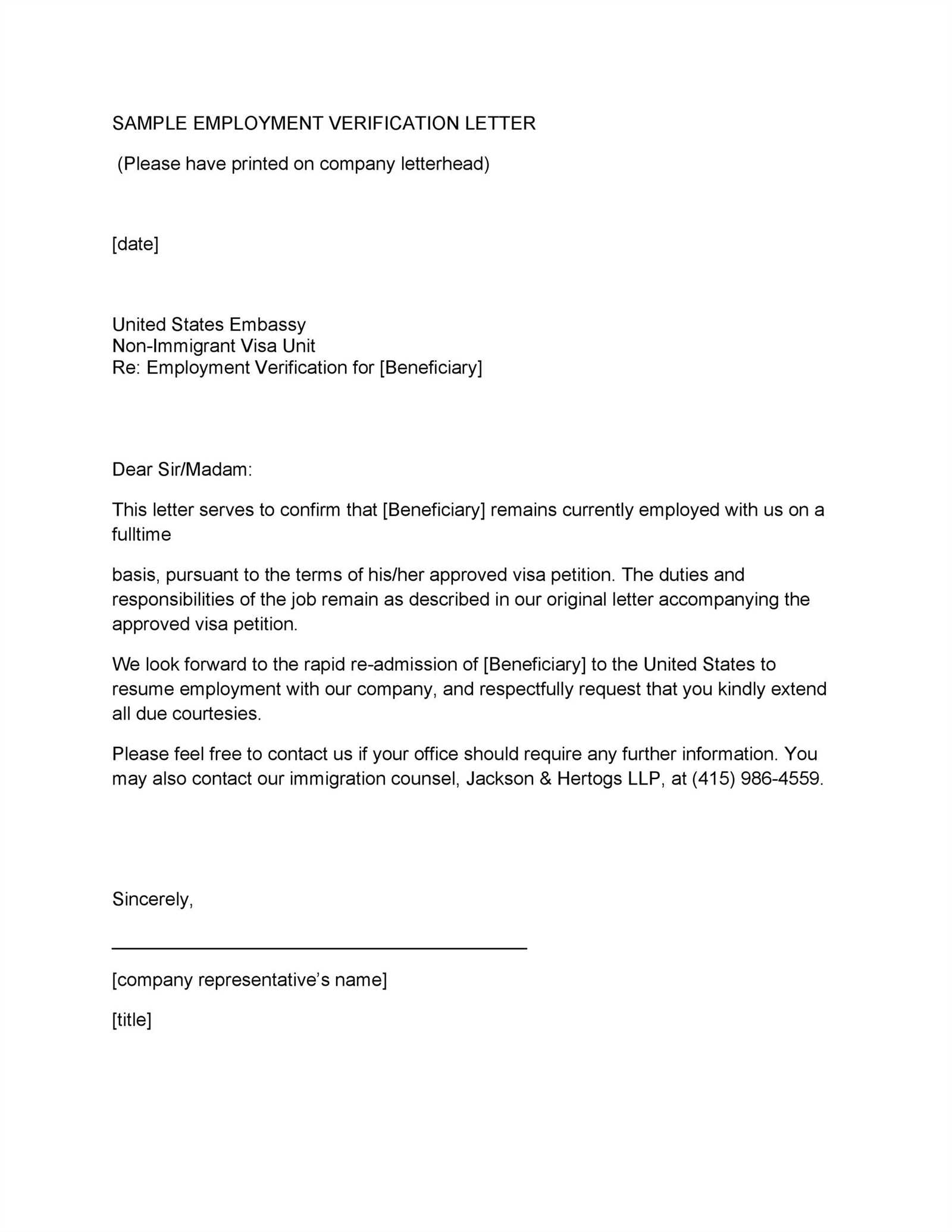 work confirmation letter template