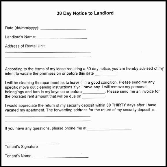 vacate letter to landlord template