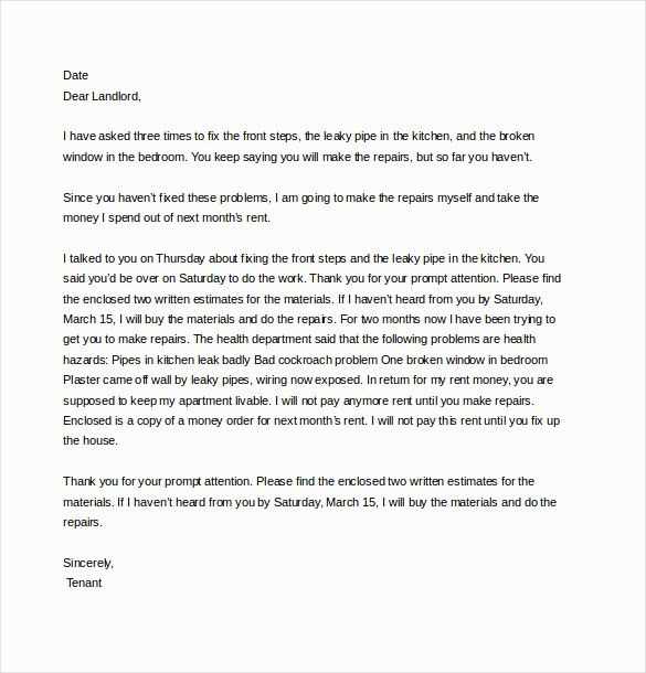 template letter to tenants from landlord