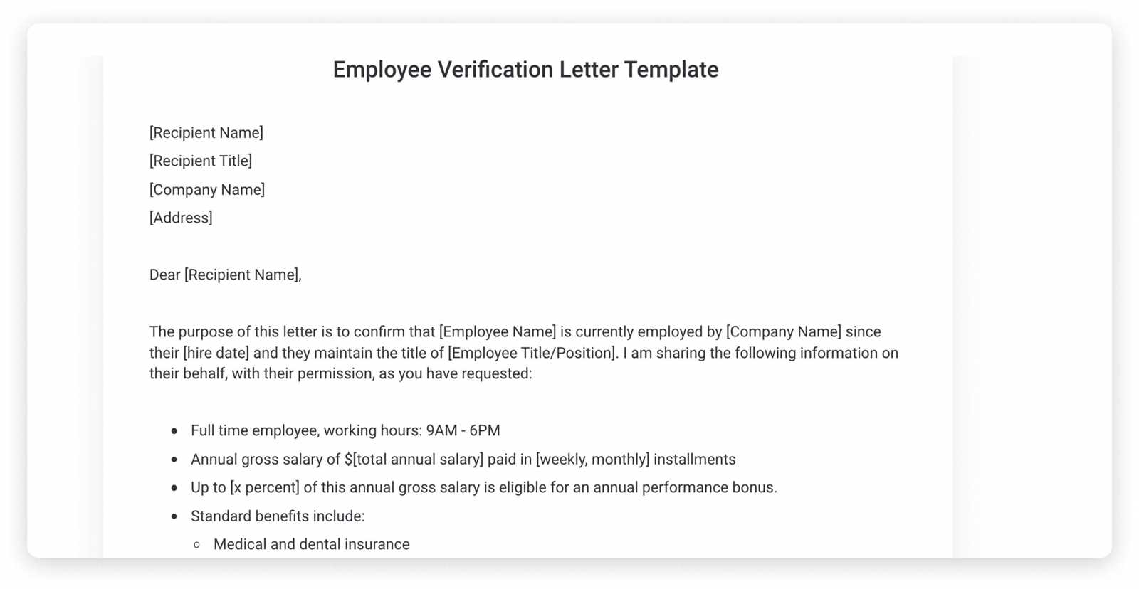 employer verification letter template