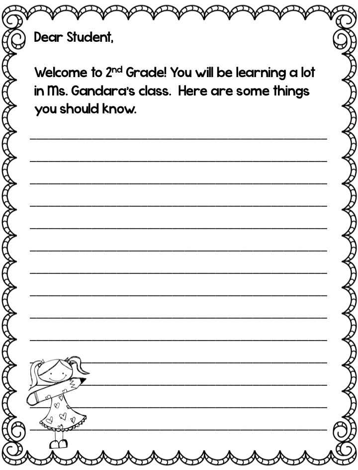 2nd grade letter writing template