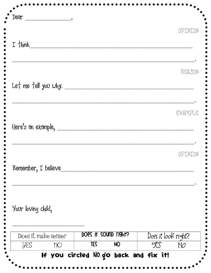 2nd grade letter writing template