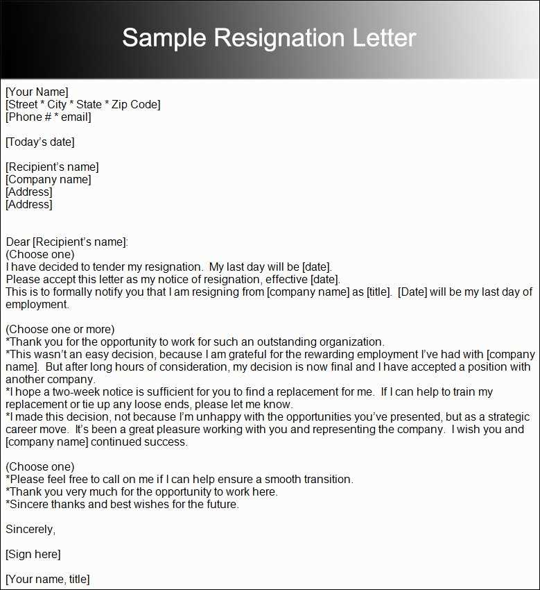 30 day notice resignation letter template