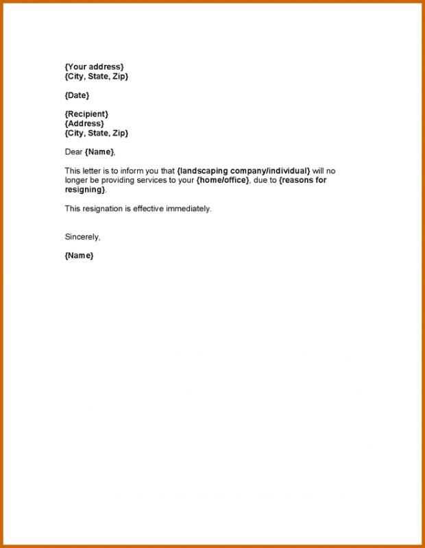 4 week resignation letter template