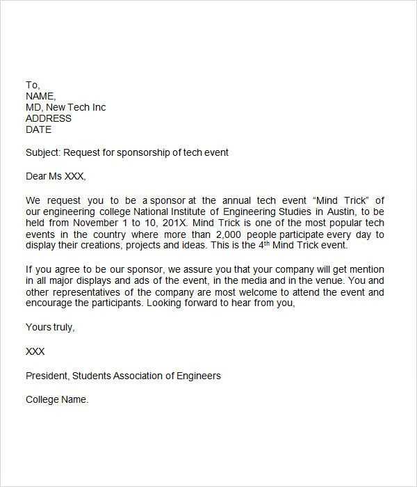5k sponsorship letter template