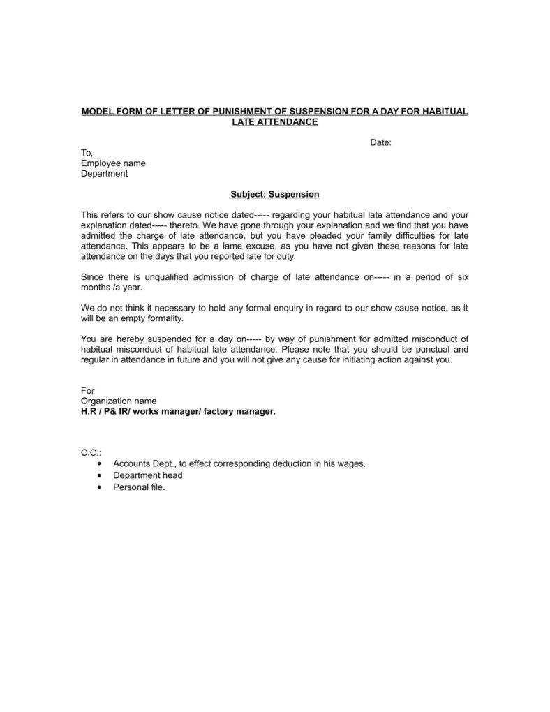 absenteeism warning letter template