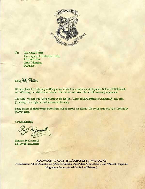 acceptance letter to hogwarts template