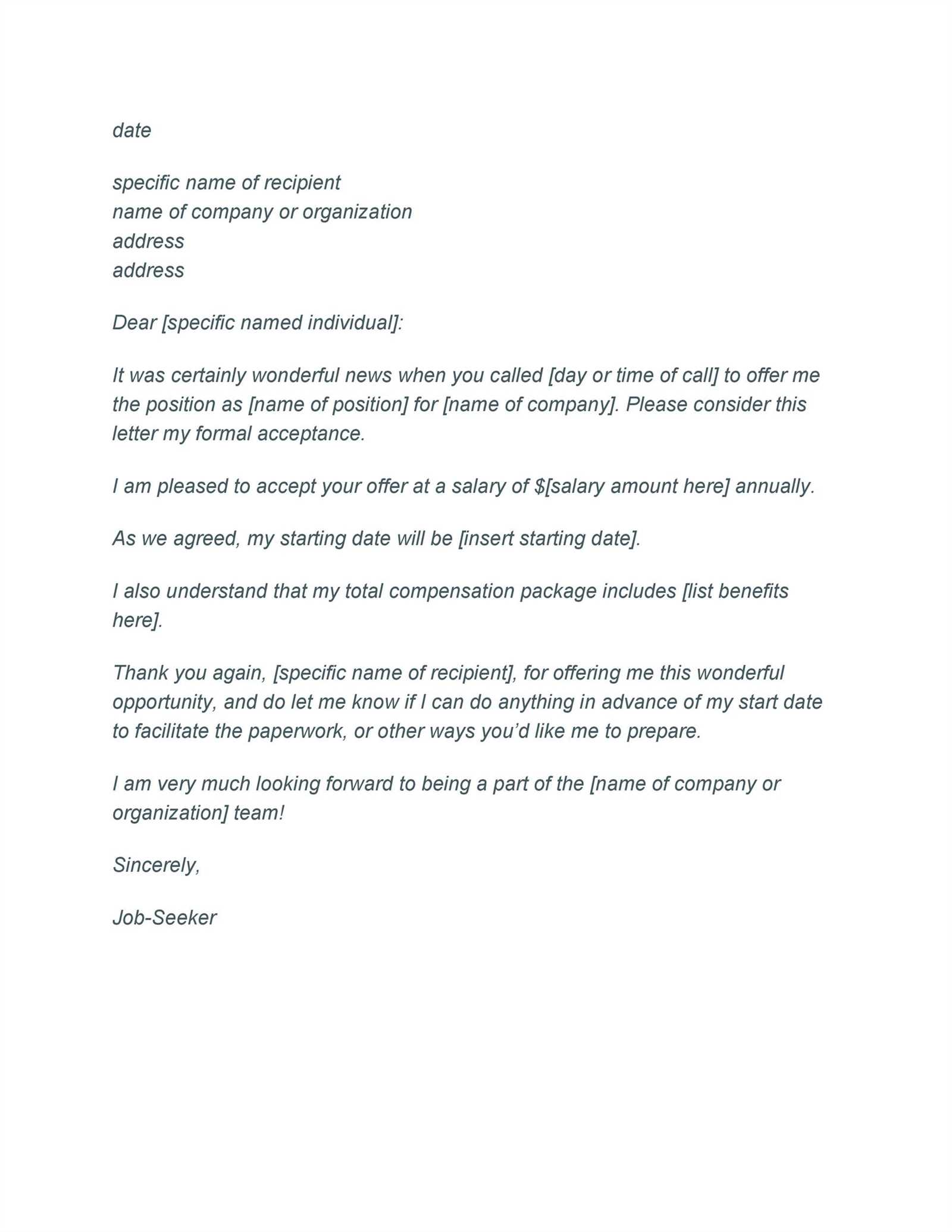 accepting the offer letter email template