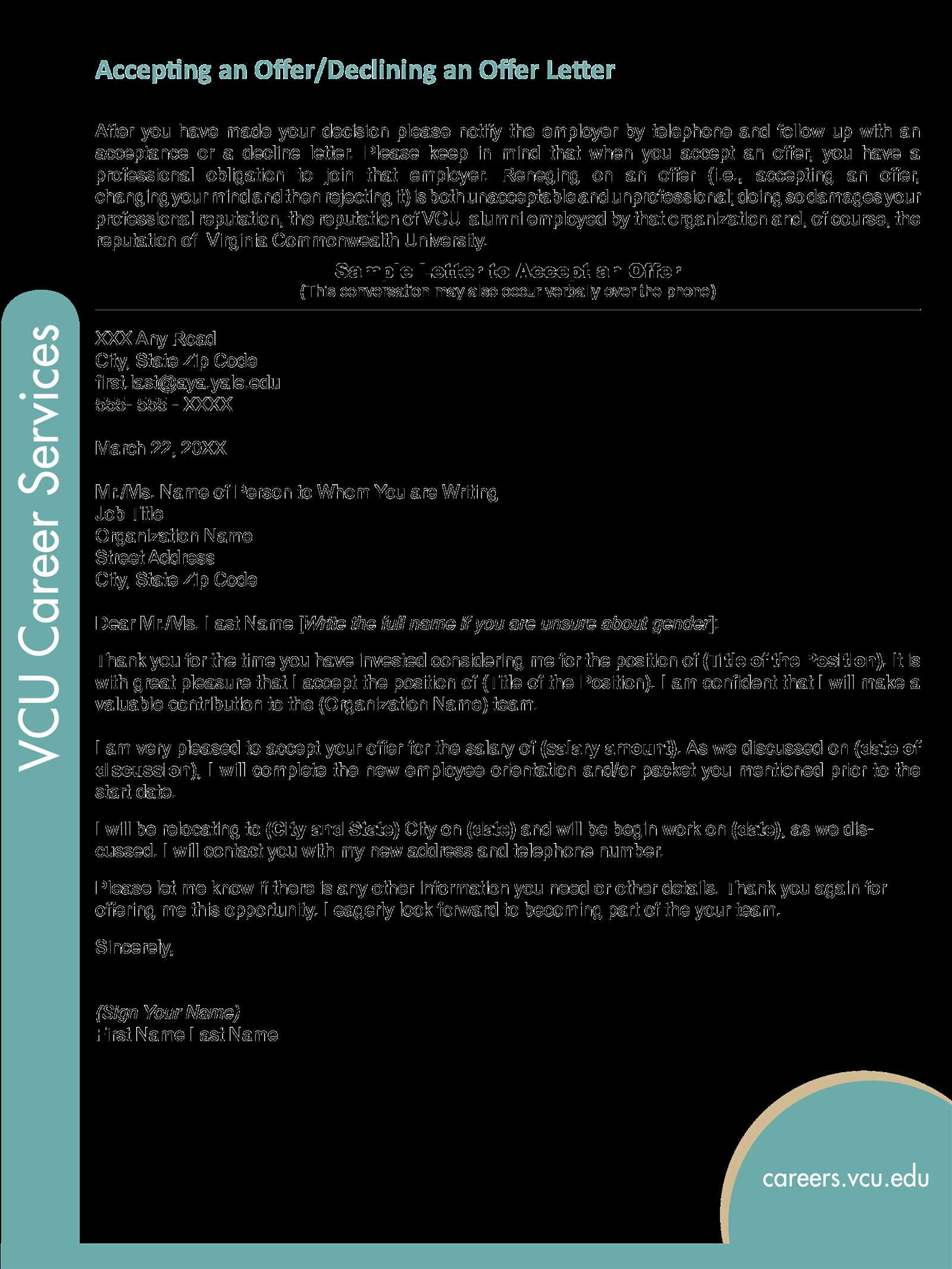 accepting the offer letter email template