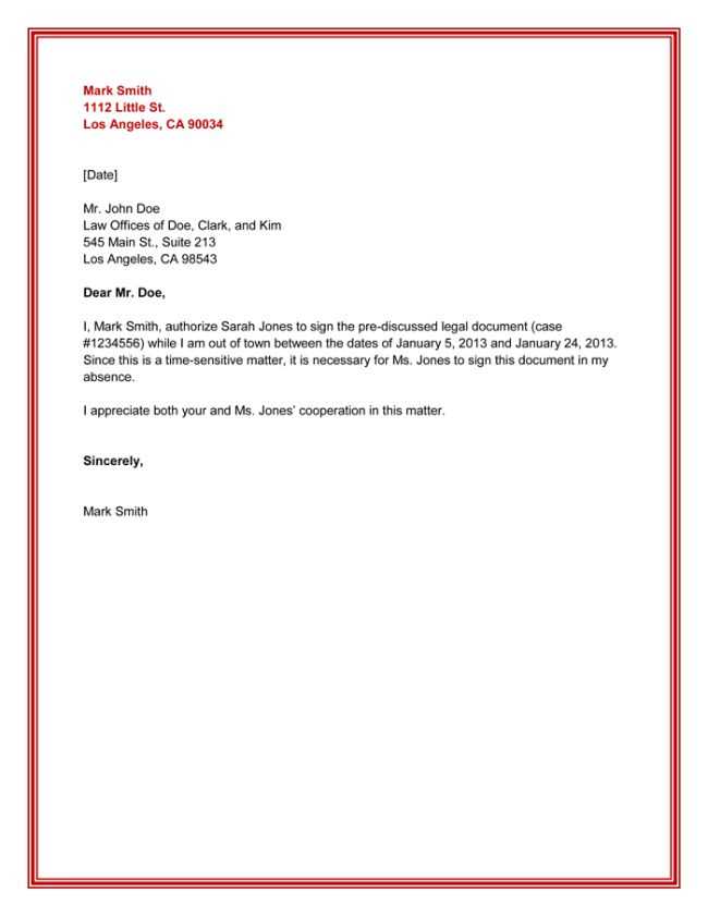 act on behalf of letter template