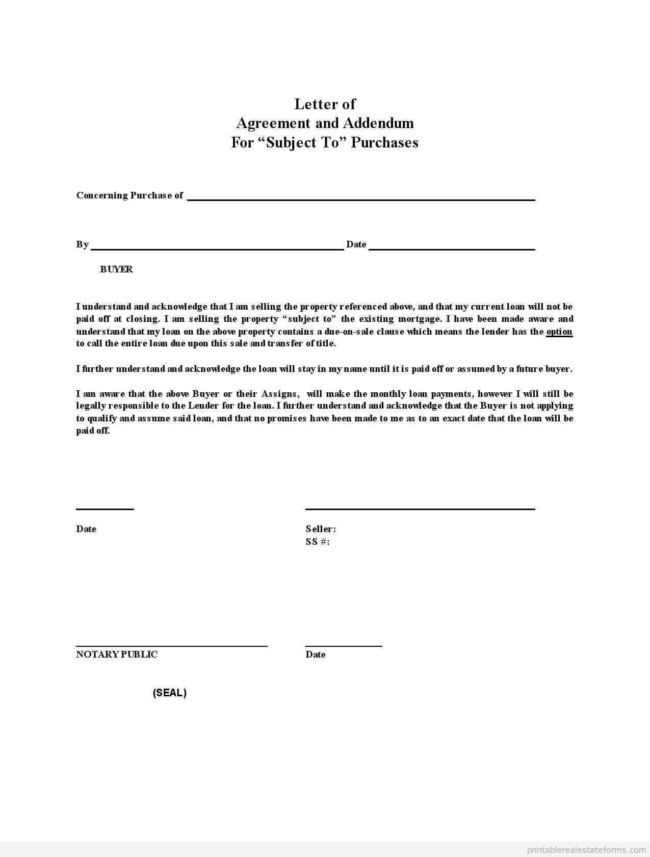 agreement letter template word