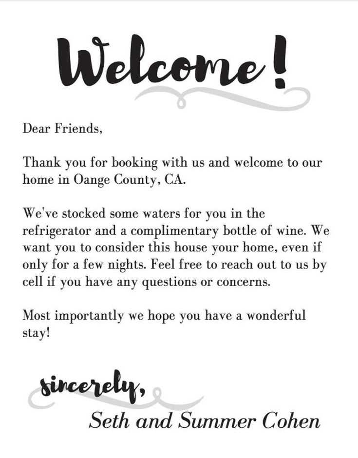 airbnb guest welcome letter template