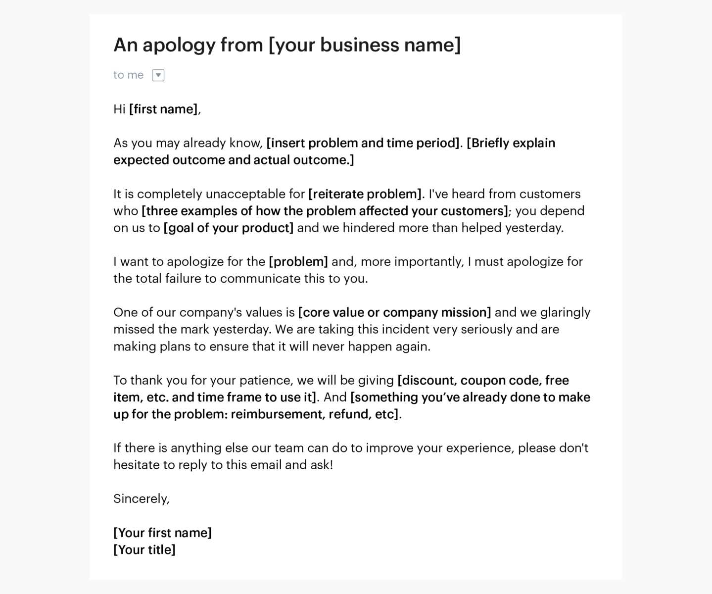 apology letter to customer template