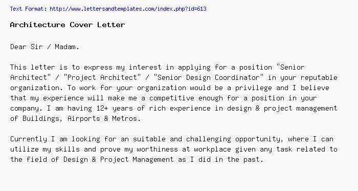 architecture cover letter template