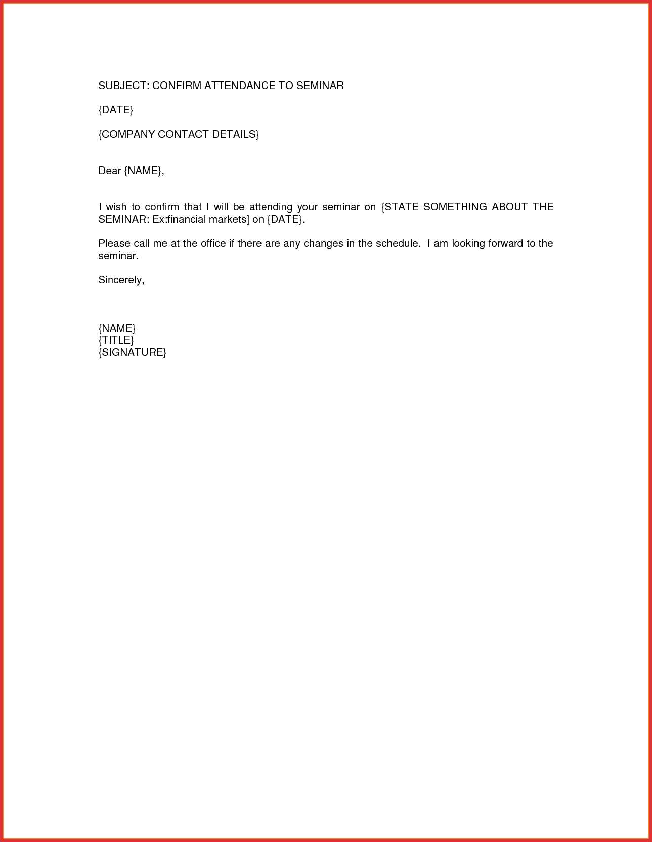 attendance letter template