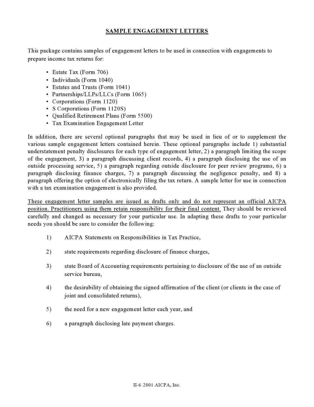 audit engagement letter template