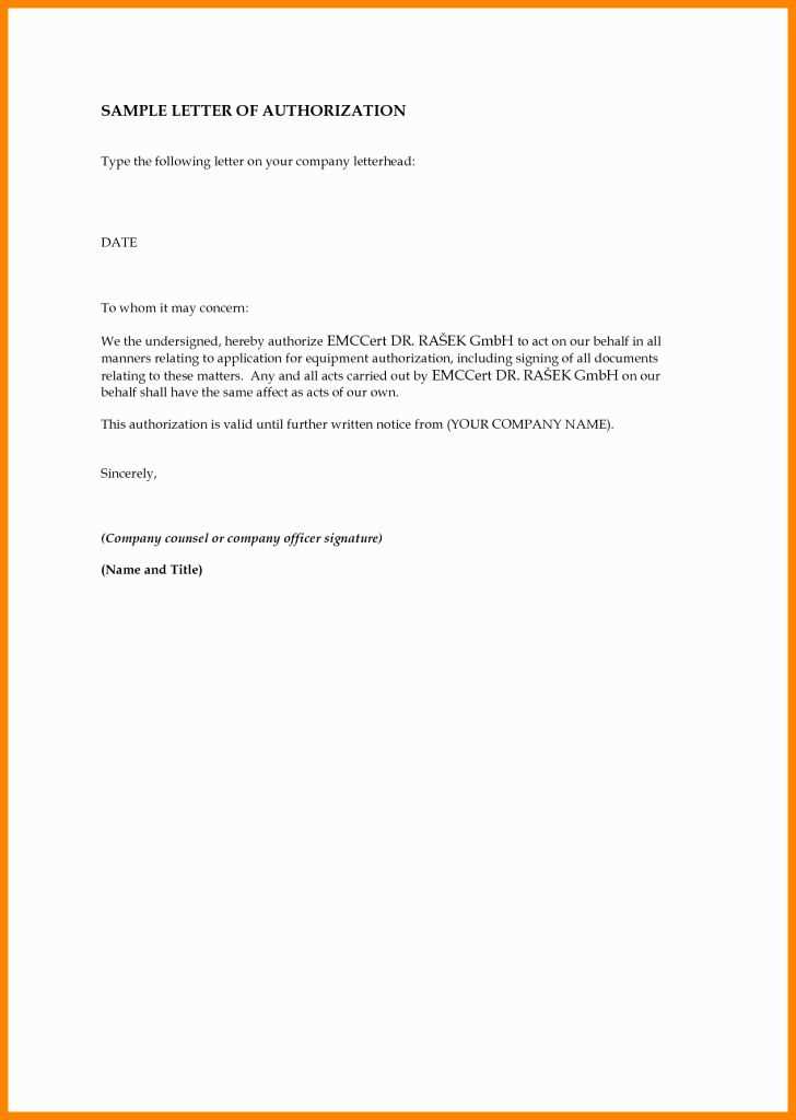 authorization letter template philippines