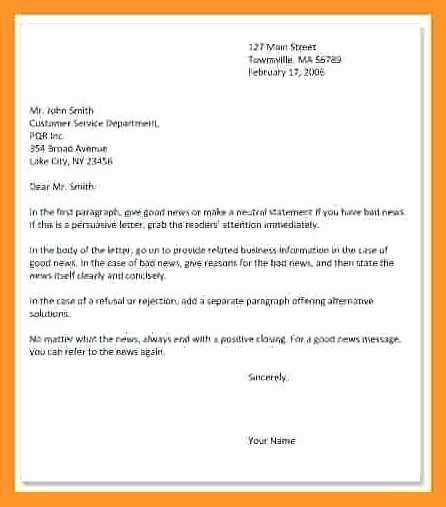 bad news business letter template