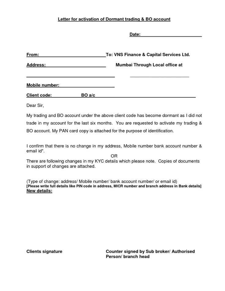 bank account change letter template