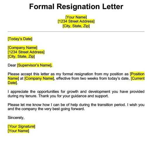 best resignation letter template