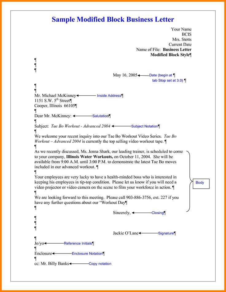 block format business letter template
