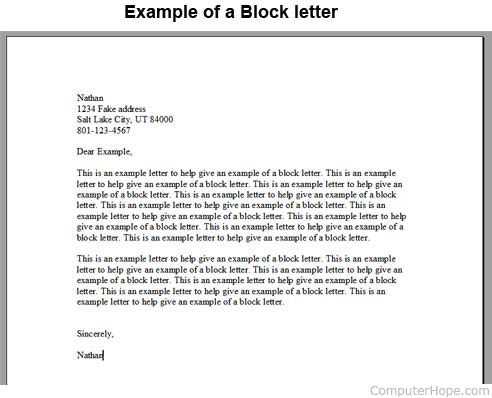 block format letter template