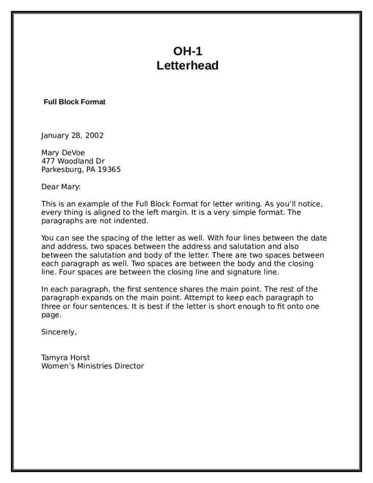 block style business letter template