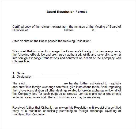 board resolution letter template