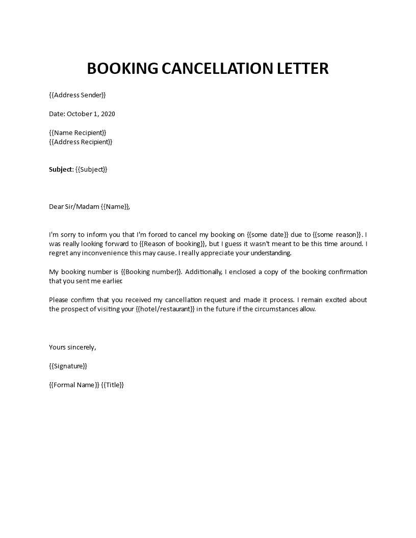 booking confirmation letter template