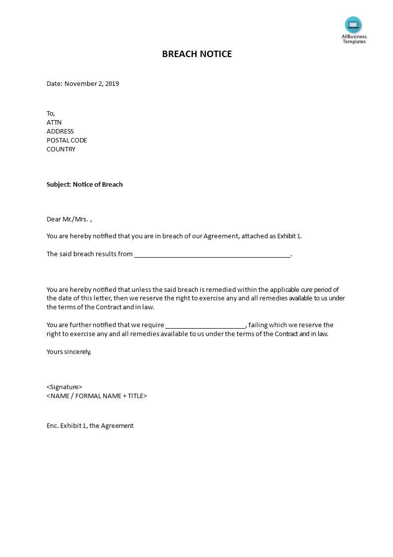 breach of contract letter template