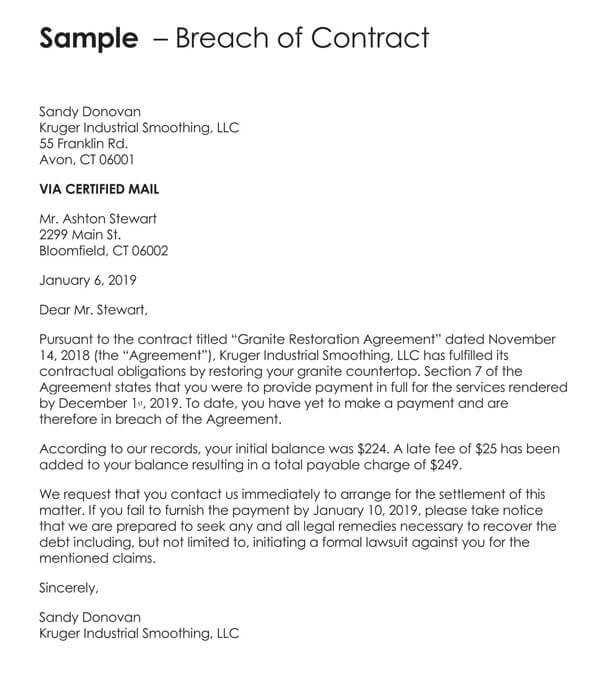 breach of contract letter template