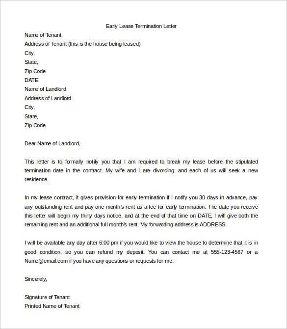 break lease letter template