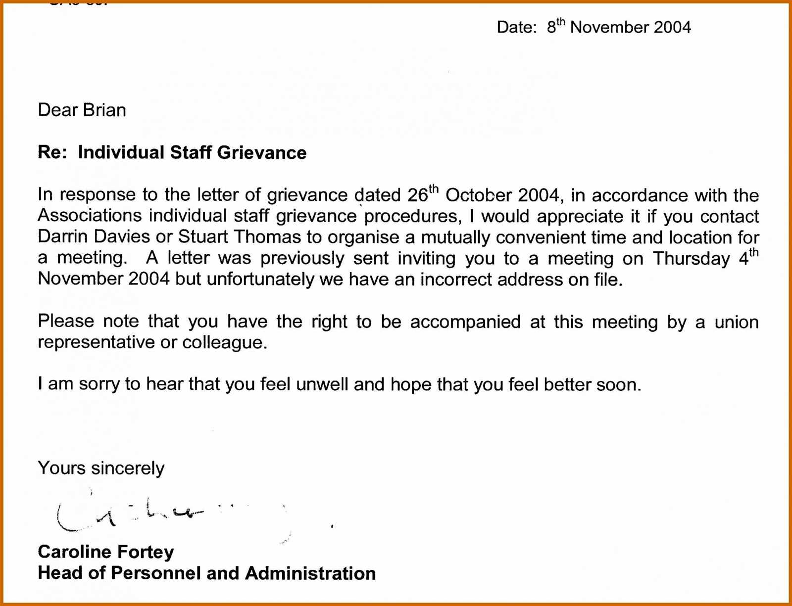 bullying grievance letter template