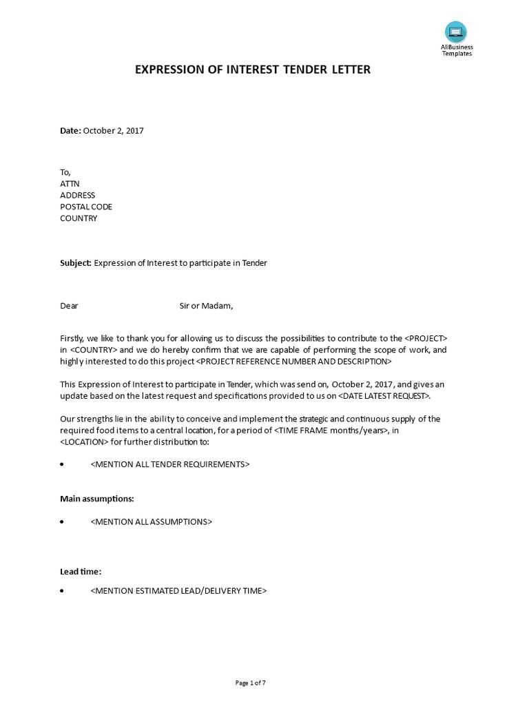 business letter of interest template