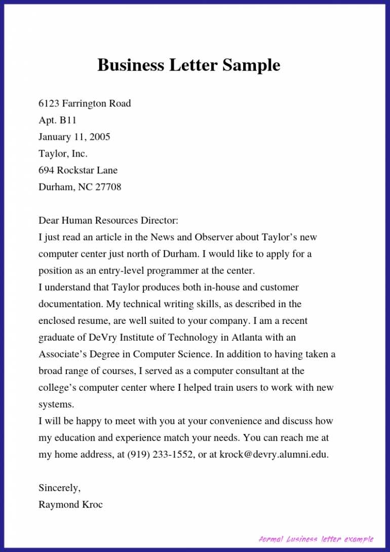 business letter templat