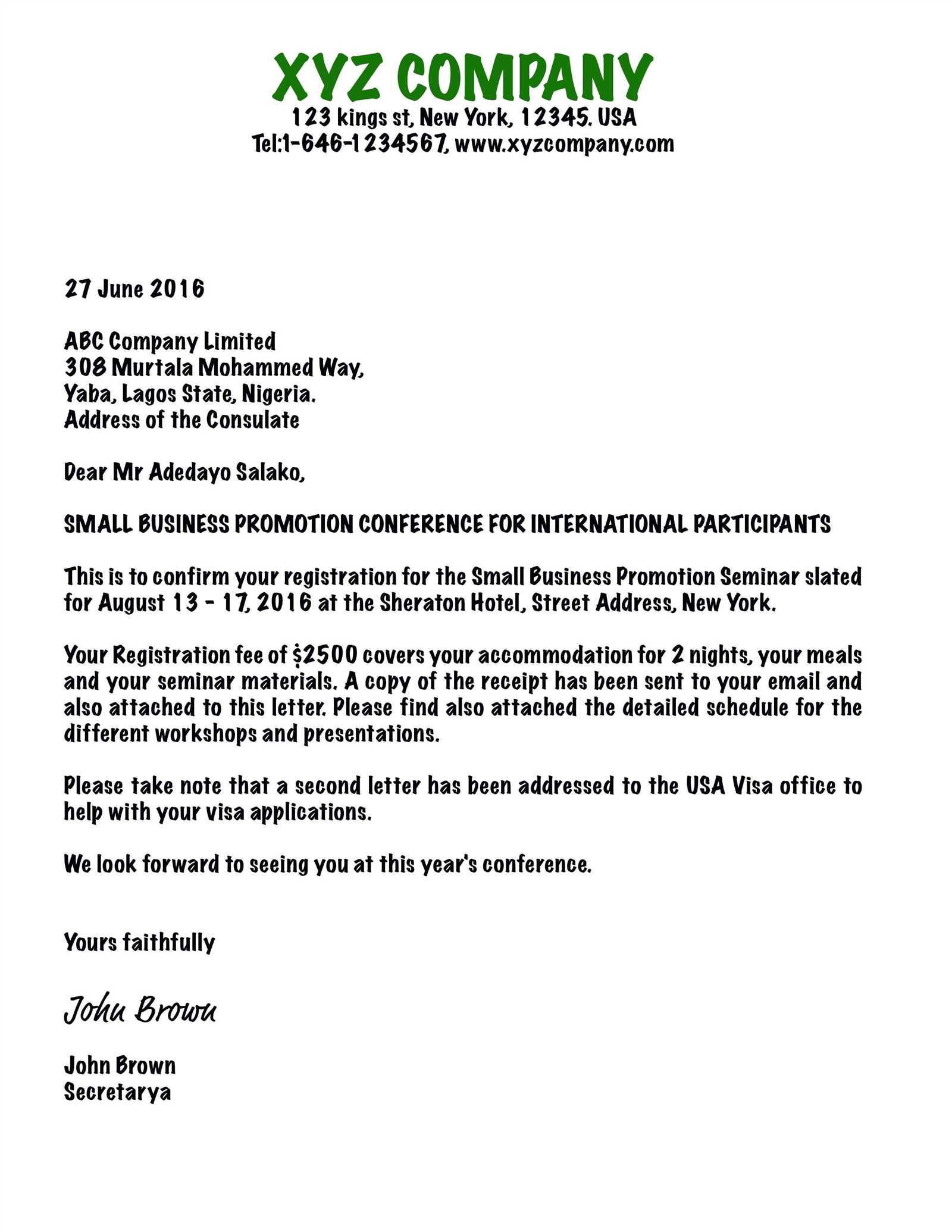 business letter template canada