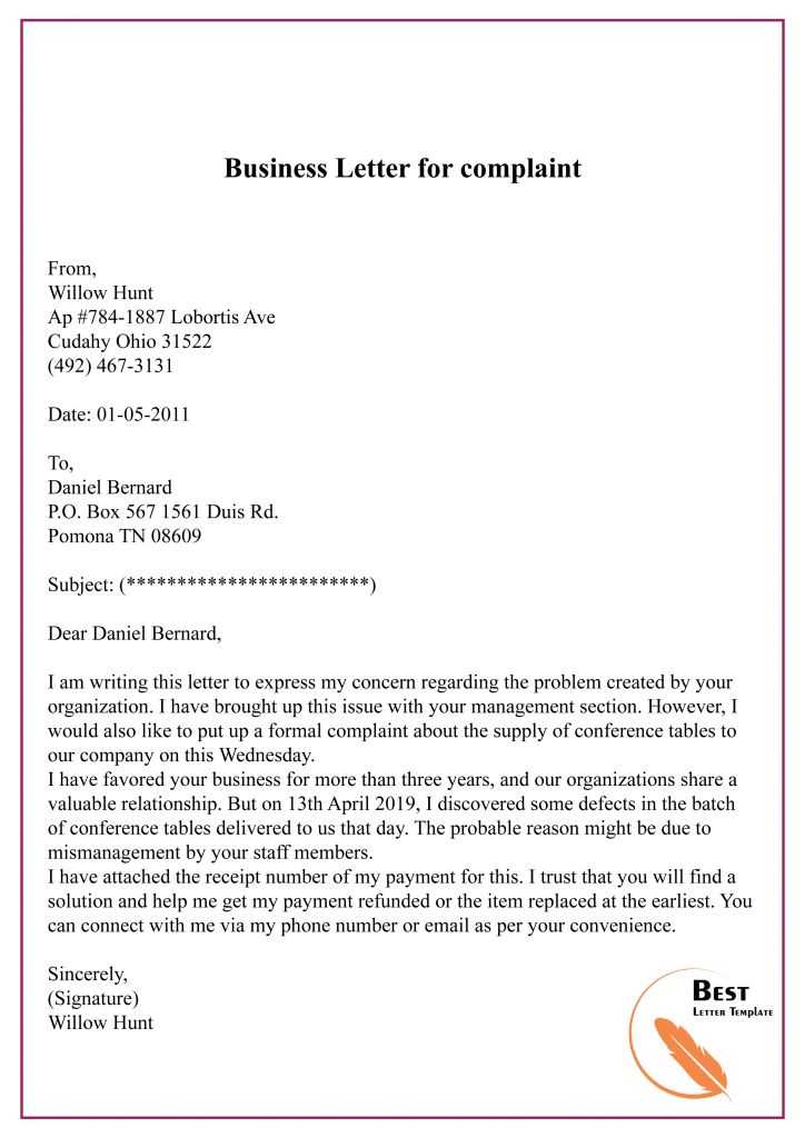 business letter template word doc