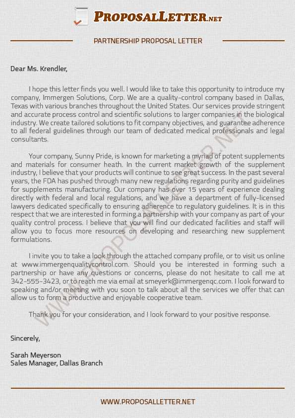 business partnership proposal letter template