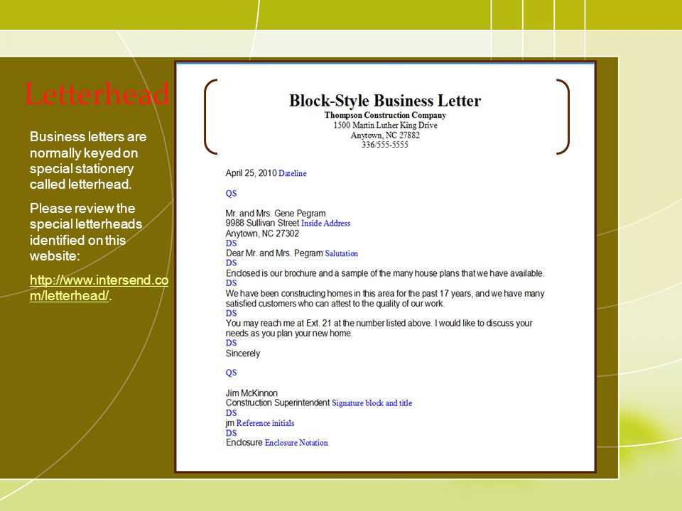 business presentation letter template