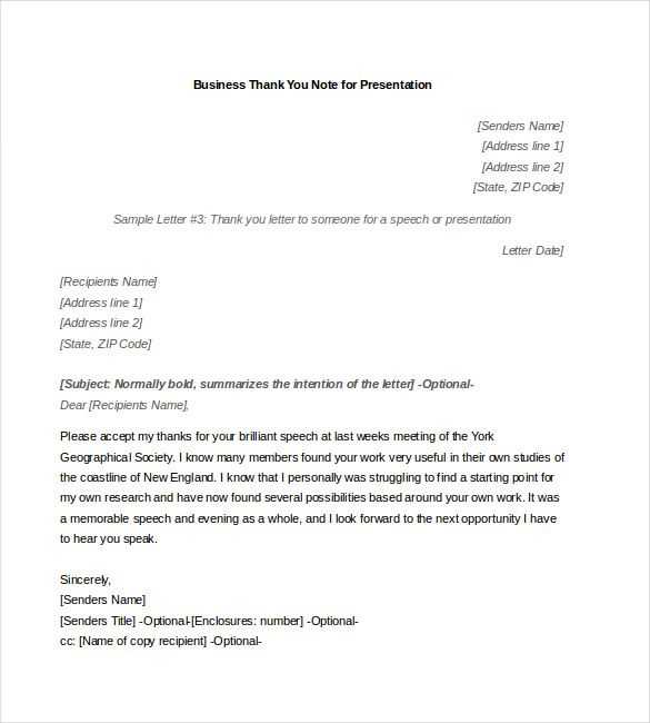 business presentation letter template