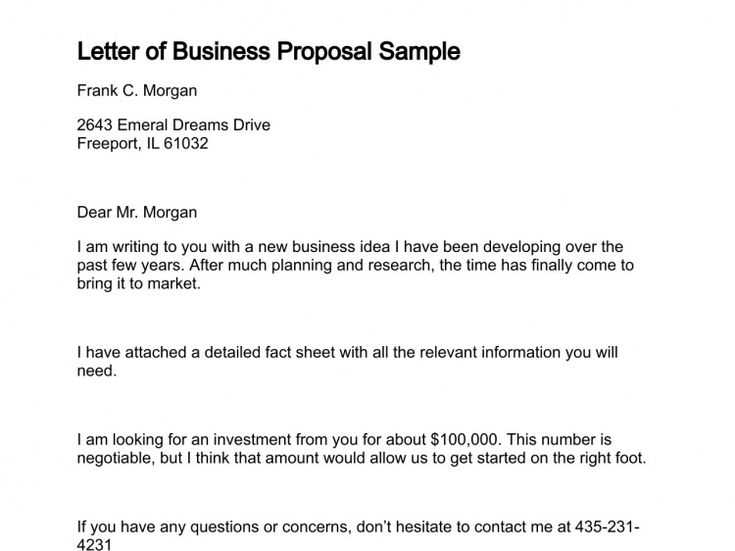 business proposal template letter