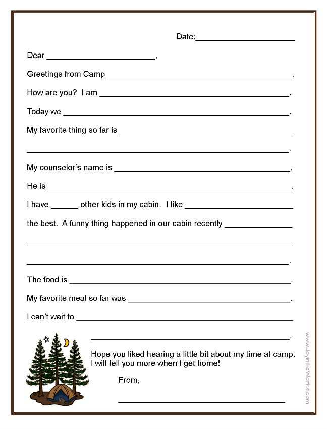 camp letter templates from parents